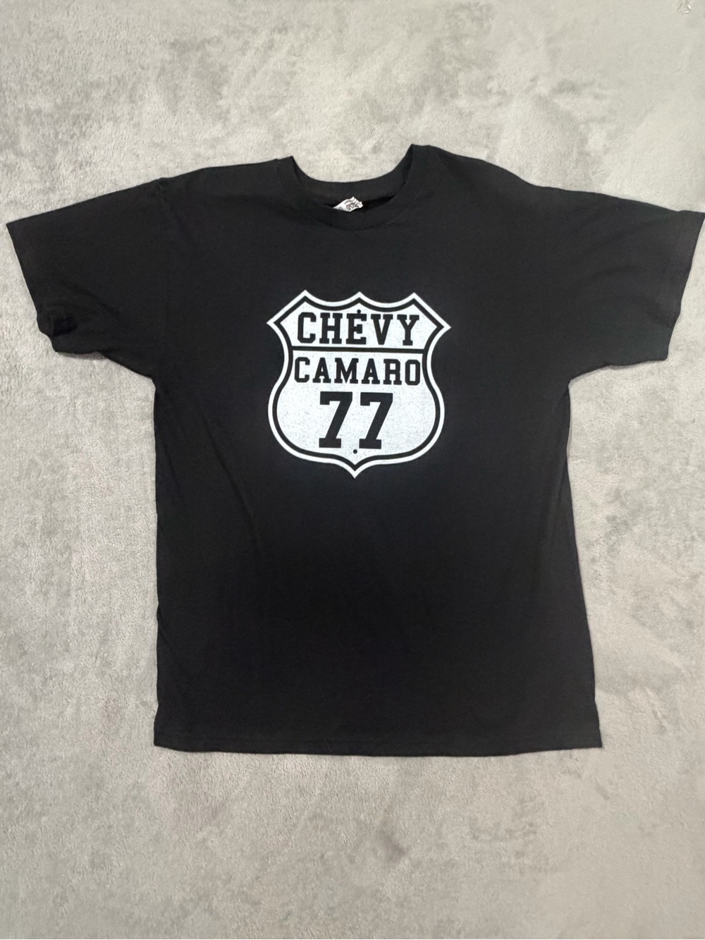 Chevy Camaro 77 Black Graphic T-Shirt Men’s Large Alstyle Heavyweight